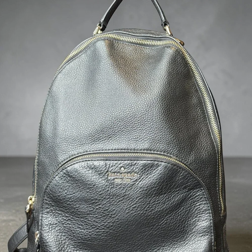 kate spade Black Leather Backpack with Gold Hardware